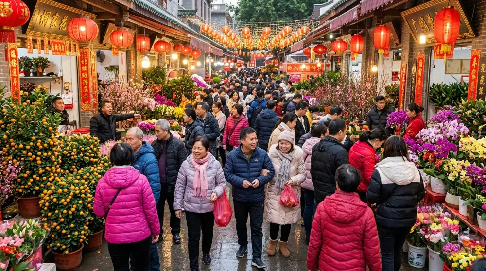 廣州冬季天氣與迎春花市在地人穿搭穿著